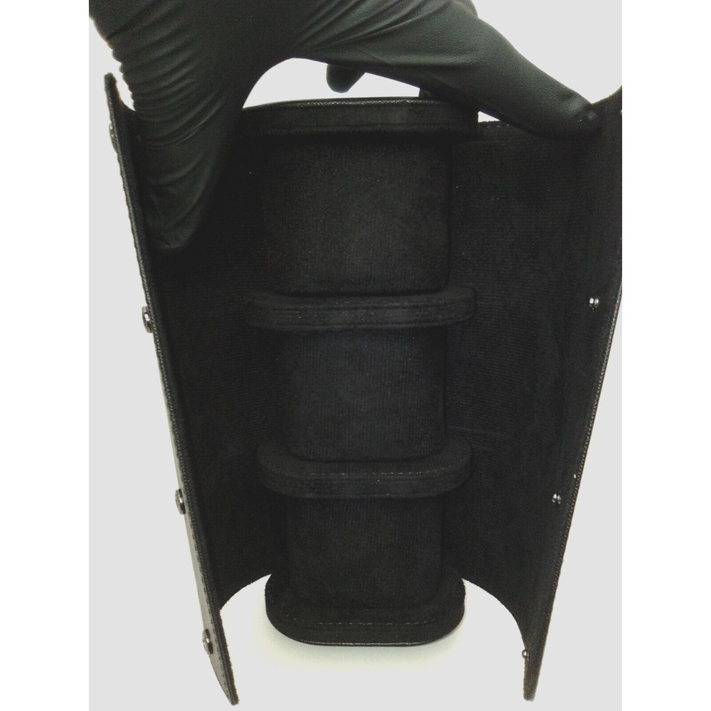 Timelmt Vegan Black Leather Snap Close 3 Watch Traveling Case Soft Velvet Inside - Picture 6 of 9